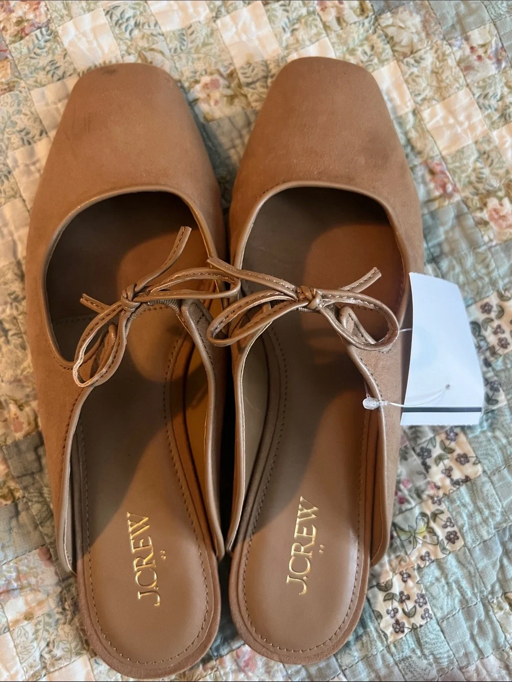 J. Crew Women's Tan Bow-Front Square-Toe Mules